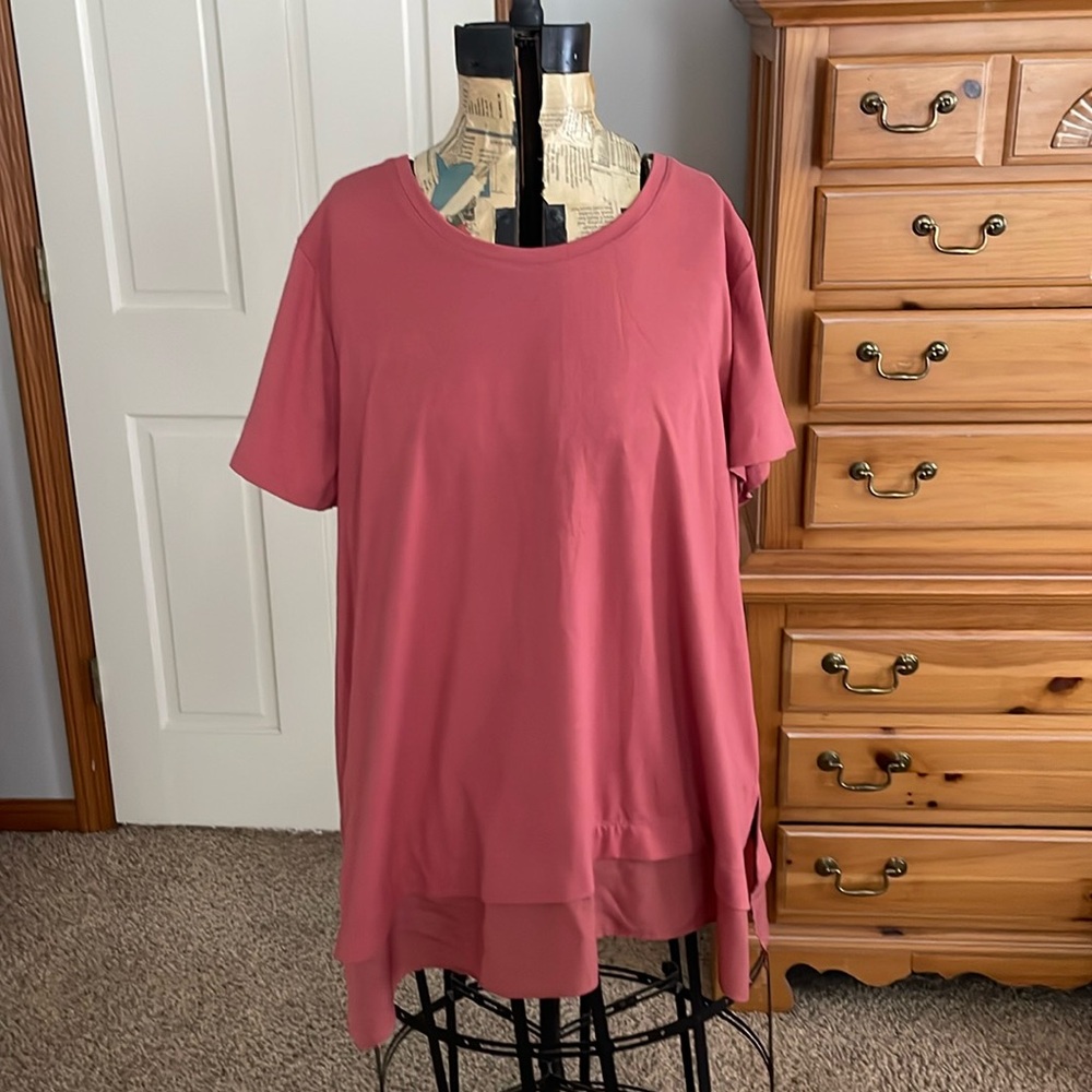 1X Soft Surroundings Deep Coral Soft Tunic Tee